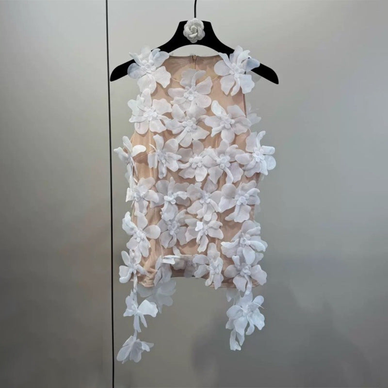 Women's Sexy Style Fashion Flower Mesh Stitching Tops