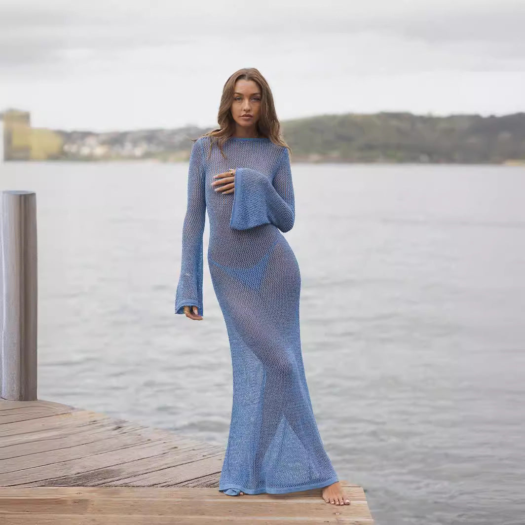Women's Long Sleeve Backless Sexy Mopping Maxi Dresses