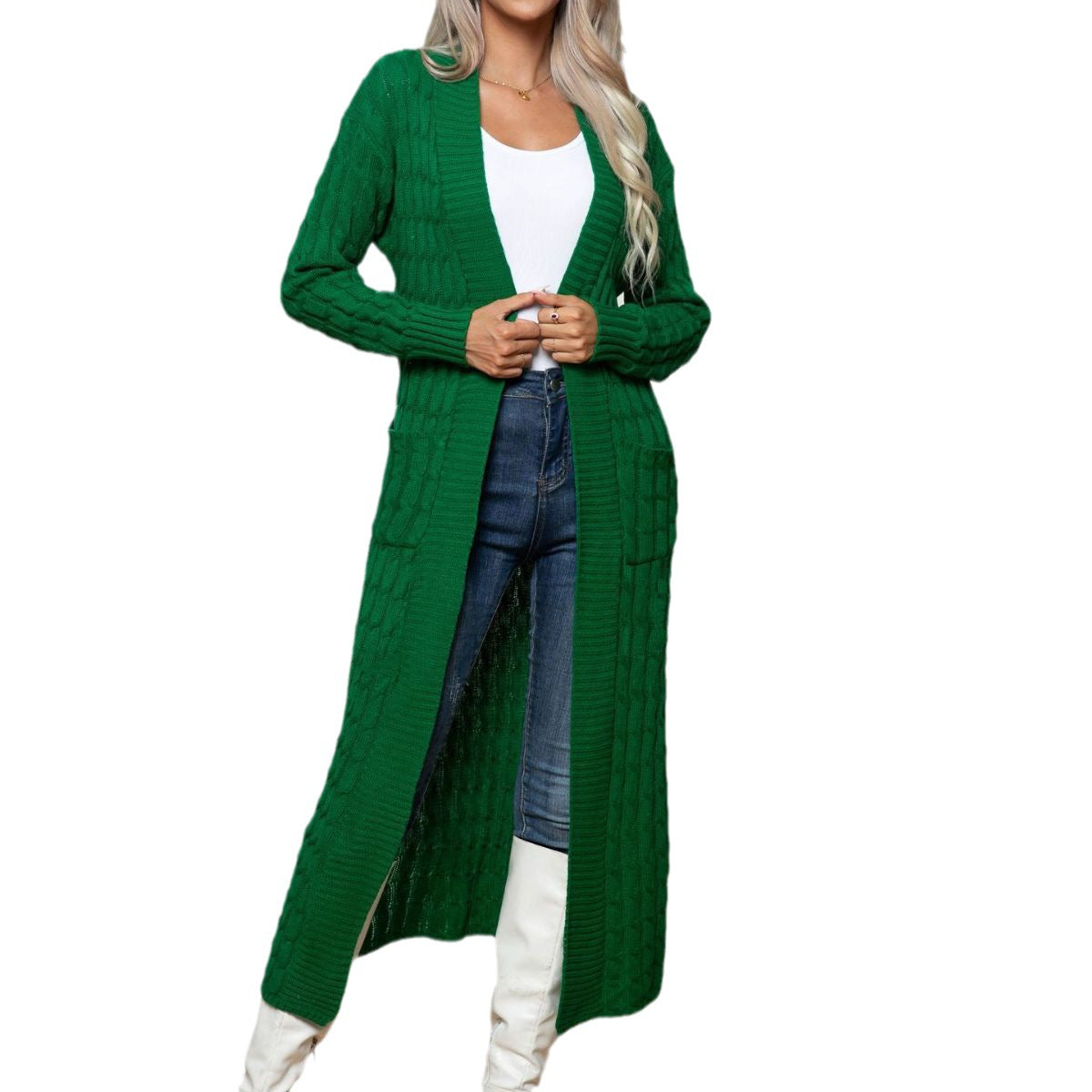 Women's Long Knitted With Twist Pocket Sweaters