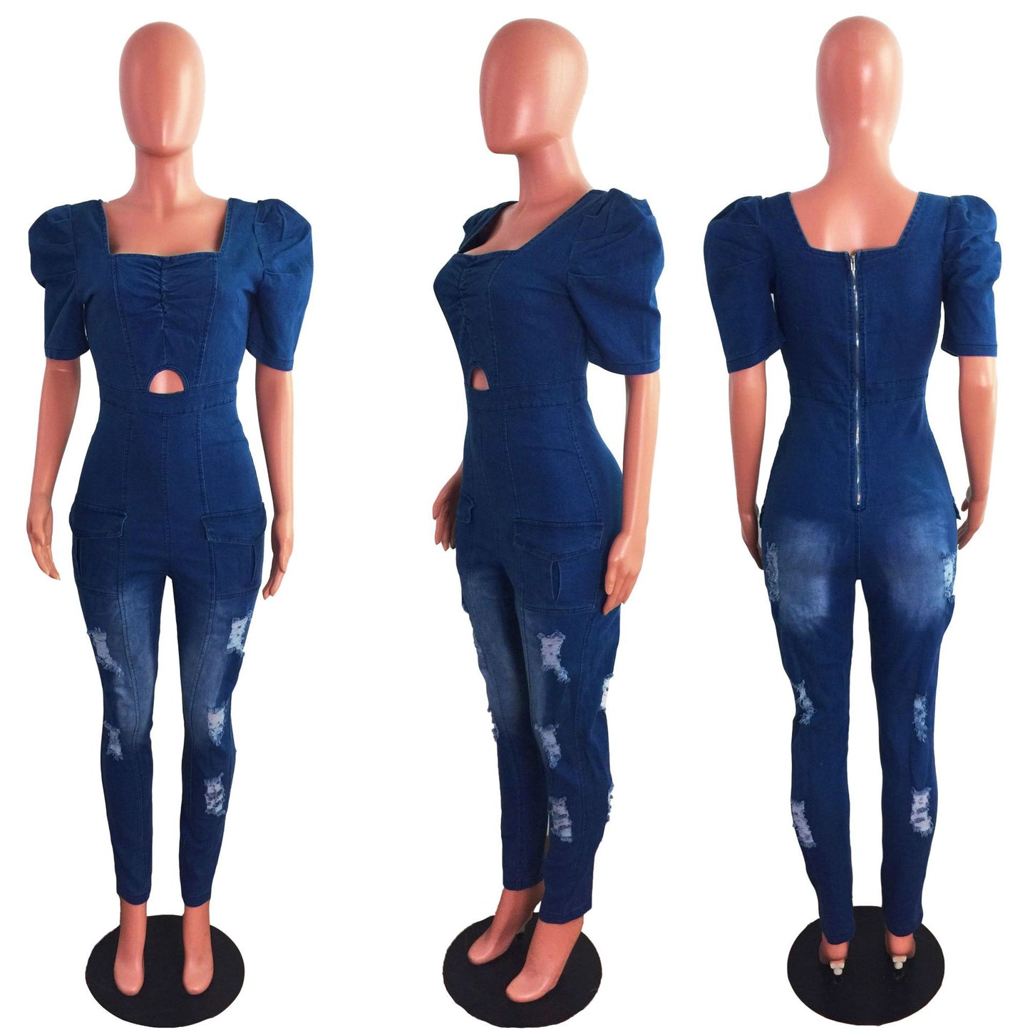 Slim Fit Slimming Spray White Ripped Jeans