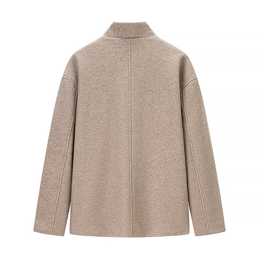 Women's Elegant Glamorous Fashionable Two-tone Woolen Coats