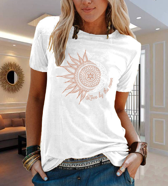 Women's Animal Flowers Print Printed Short-sleeved T-shirt Blouses
