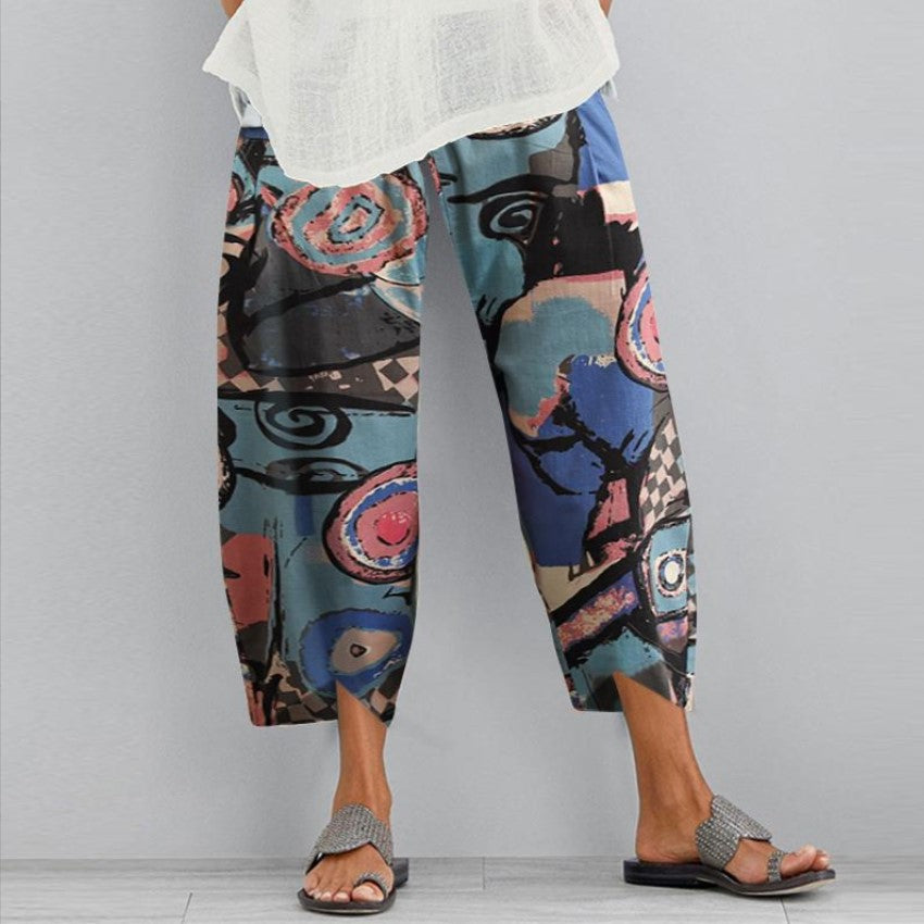 Women's Printed Fashion Loose Pockets Casual Pants