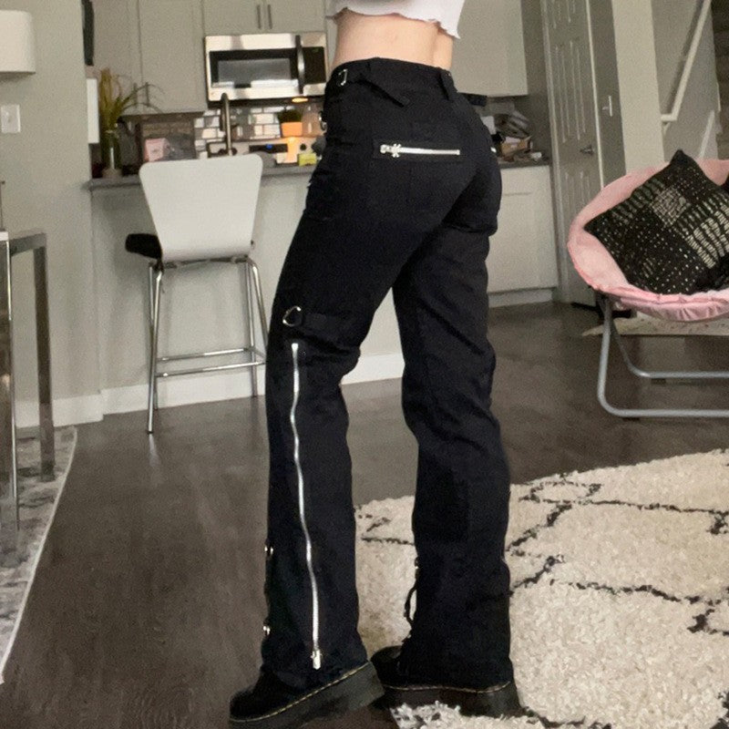 Cool Hot Low Waist Zipper Straight Pants