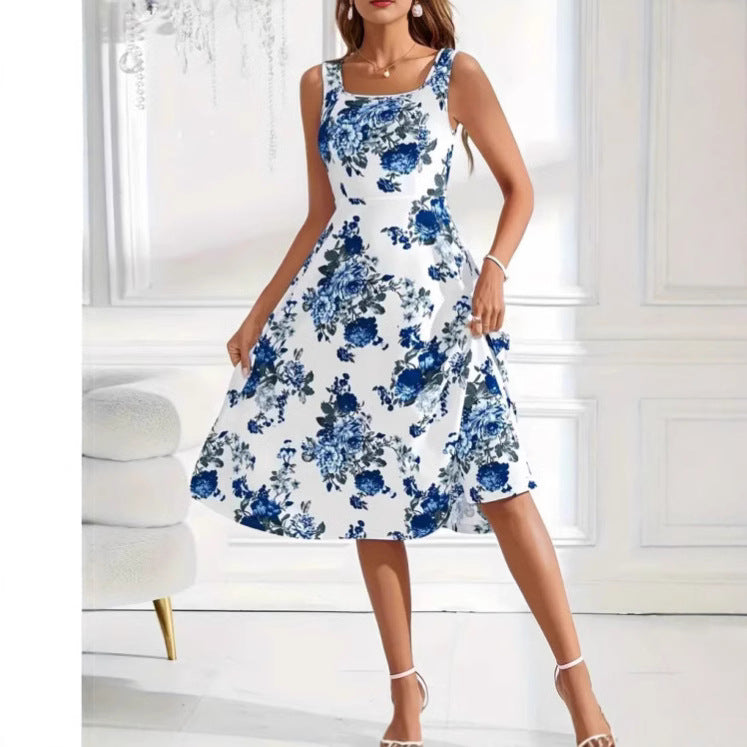 Summer Suspender Dress Fashionable Flower Print Dresses