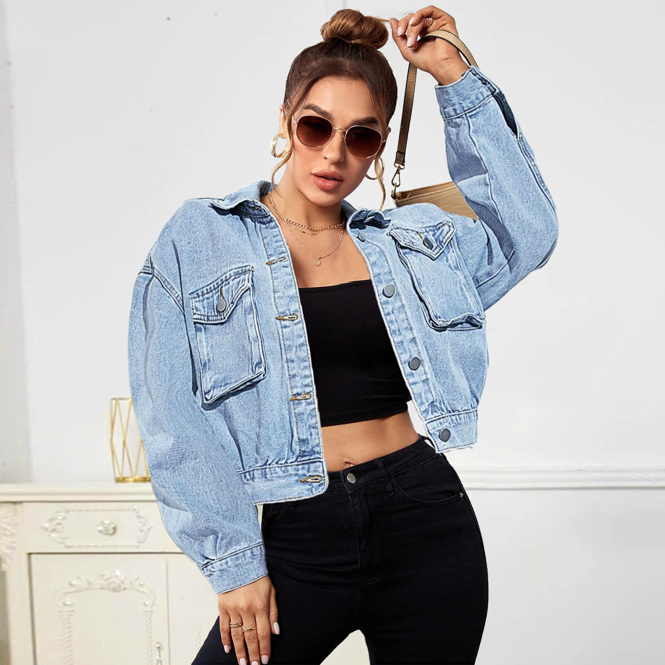Women's Traceable Denim Casual Solid Color For Jackets