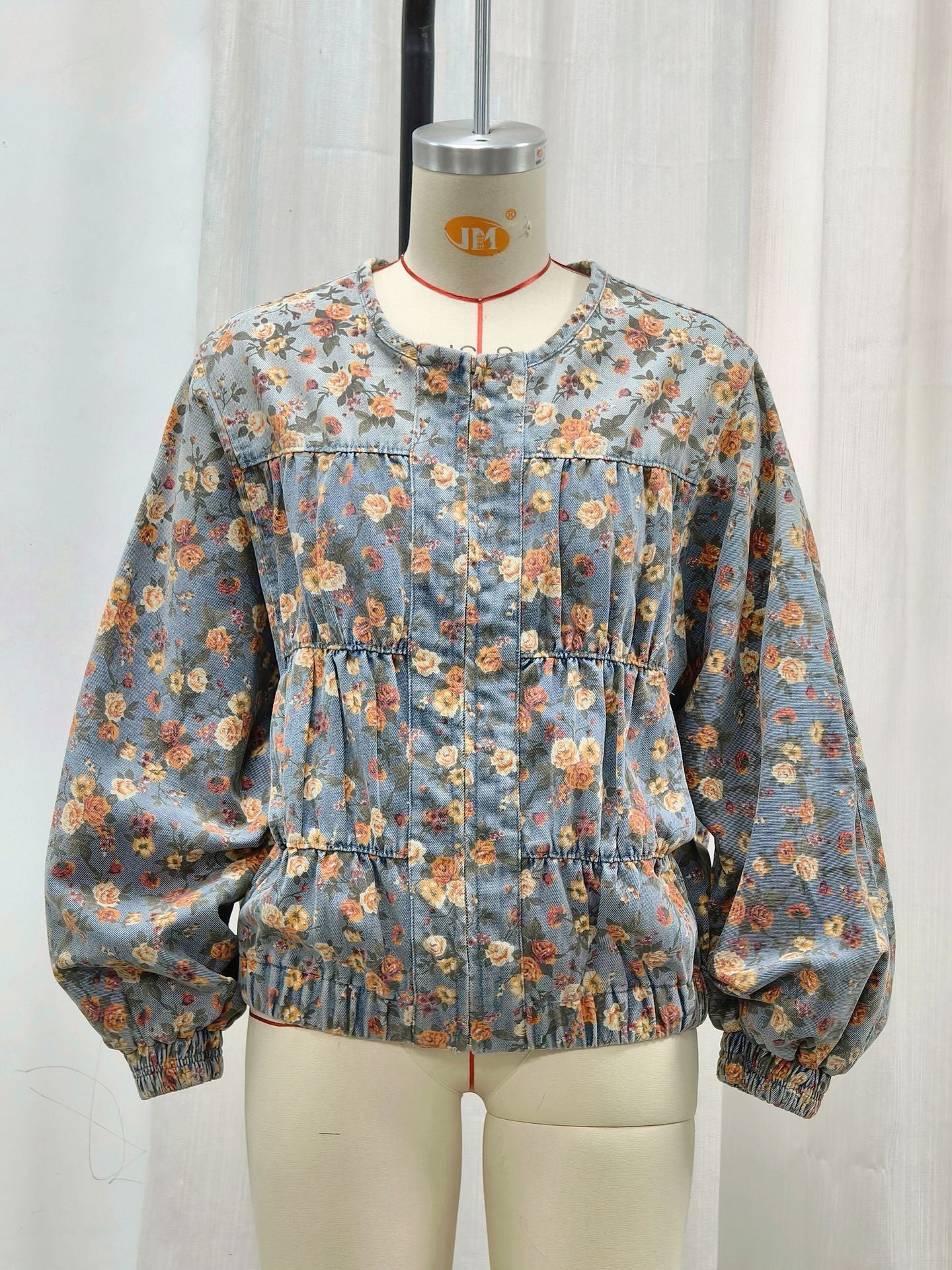Women's Denim Loose Long Sleeve Vintage Floral Jackets