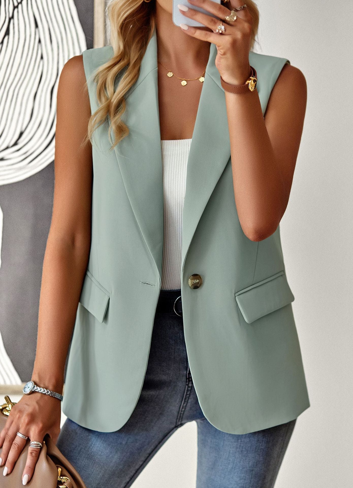 Women's Beautiful Loose Temperament Commuter Sleeveless Blazers