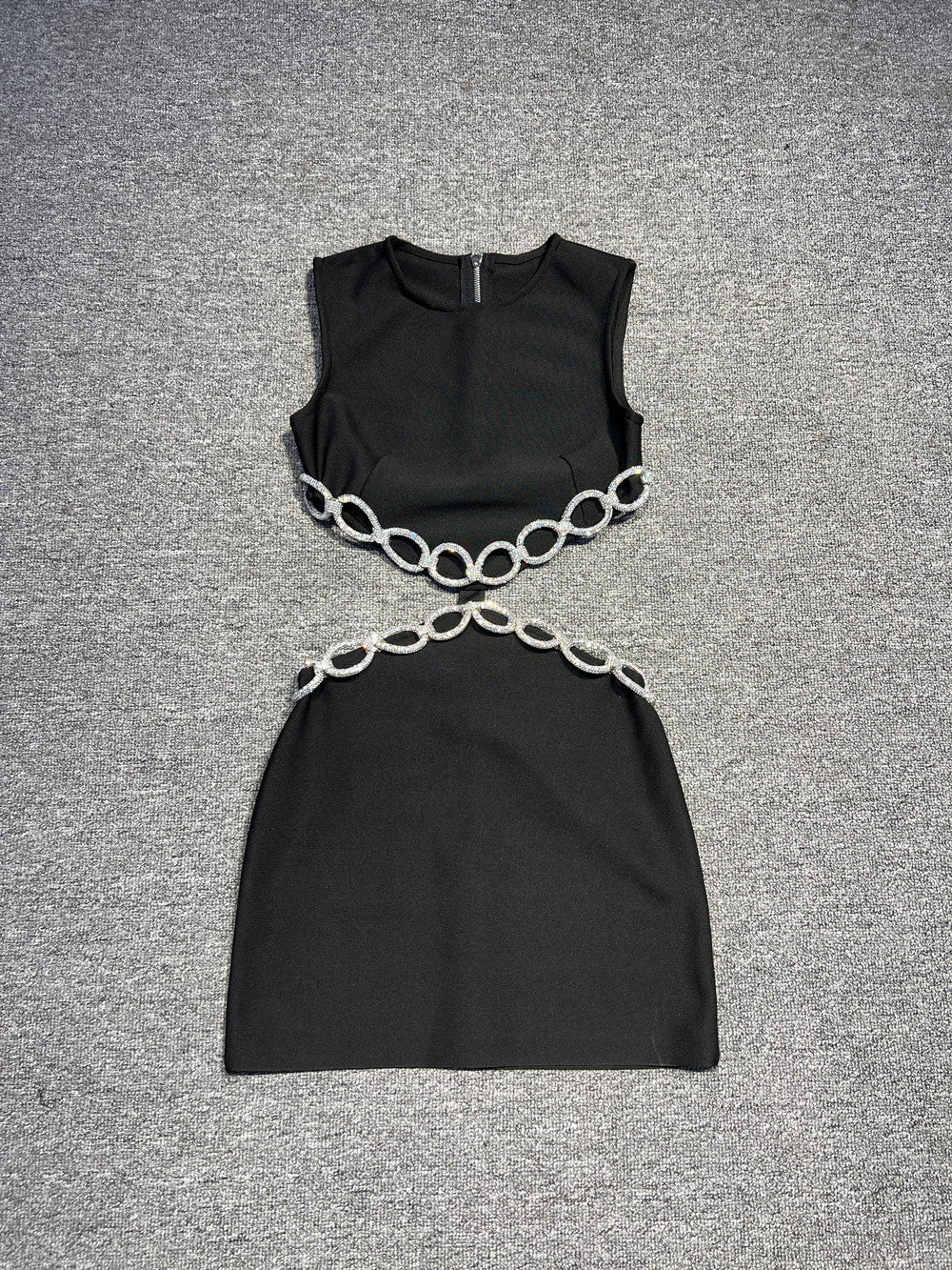 Women's Fashionable Sexy Backless Set Diamond Sleeveless Bandage One-piece Dress Dresses