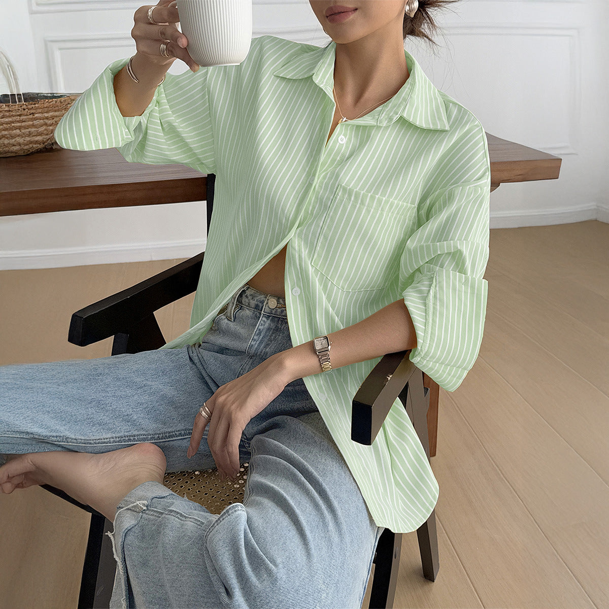 Women's Leisure Vacation Summer Striped Long Sleeve Clothing