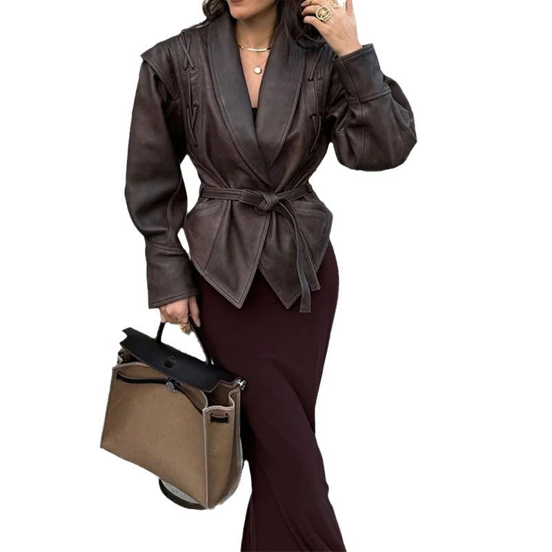 Fashion Temperament Lapel Tied Long Sleeve Jackets