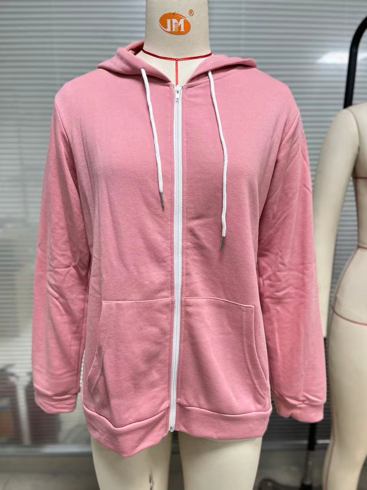 Women's Long-sleeved Hooded Drawstring Pocket Zipper Outerwear Sweaters