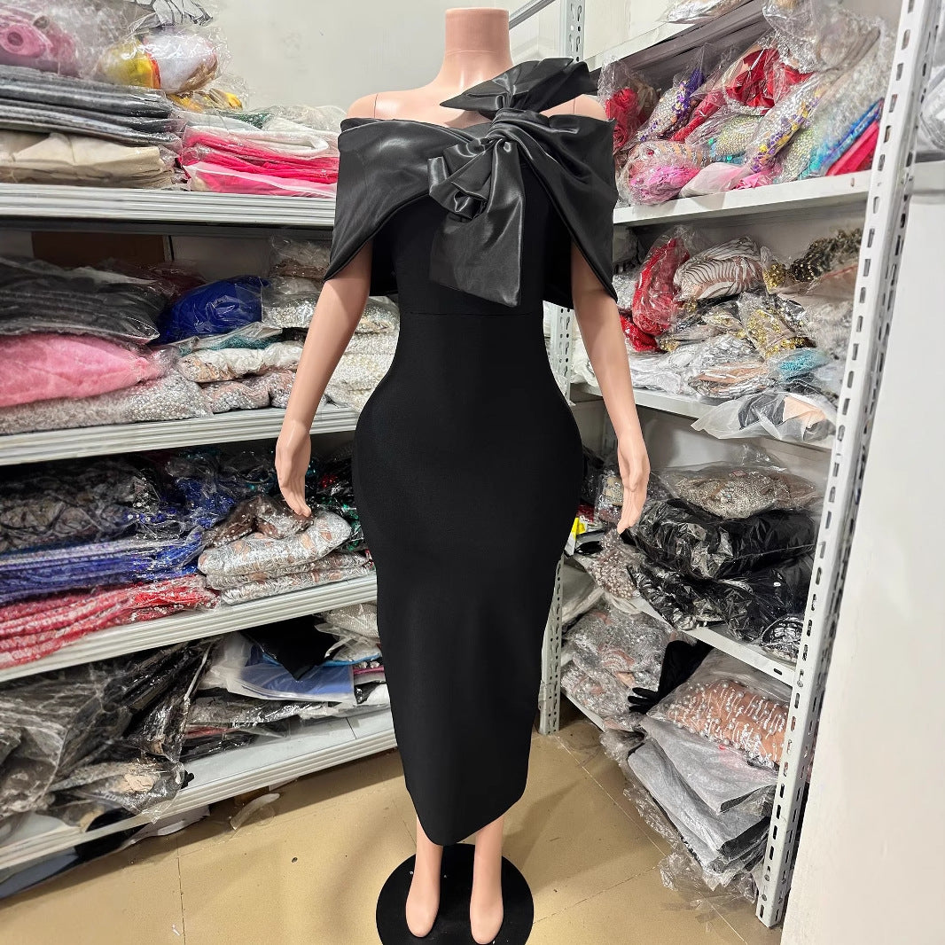 Blue Sexy Fashion Bow Backless Tube Long Tops