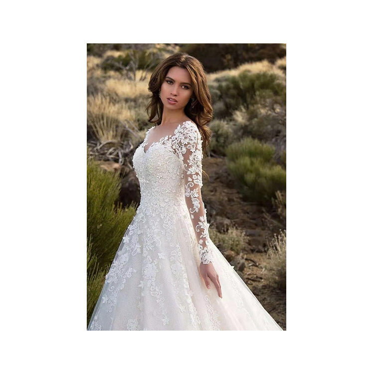 Women's Versatile Summer Long-sleeved Bridal Dress Wedding Dresses