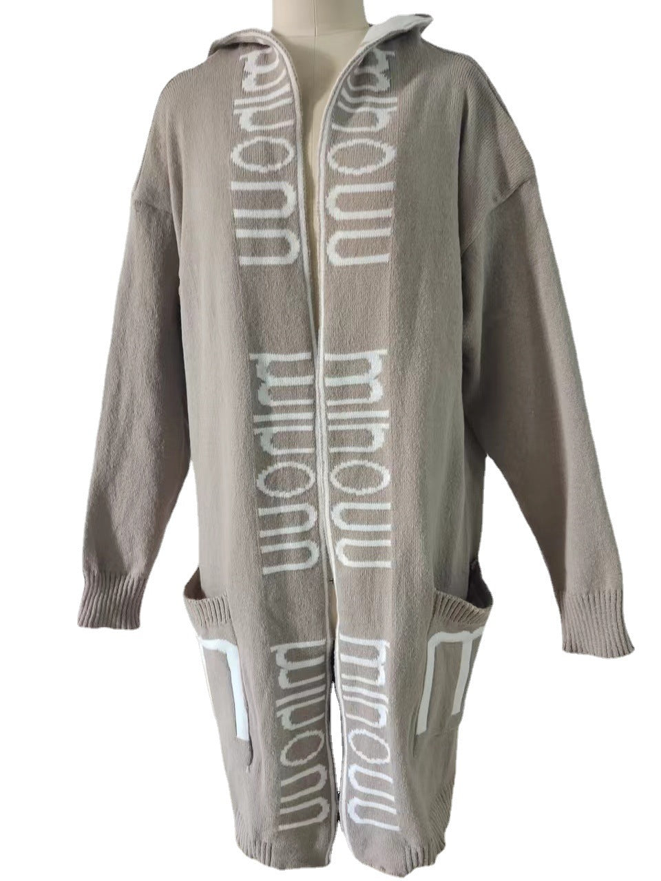 Women's Innovative Long Hooded Letter Knitted Sweaters