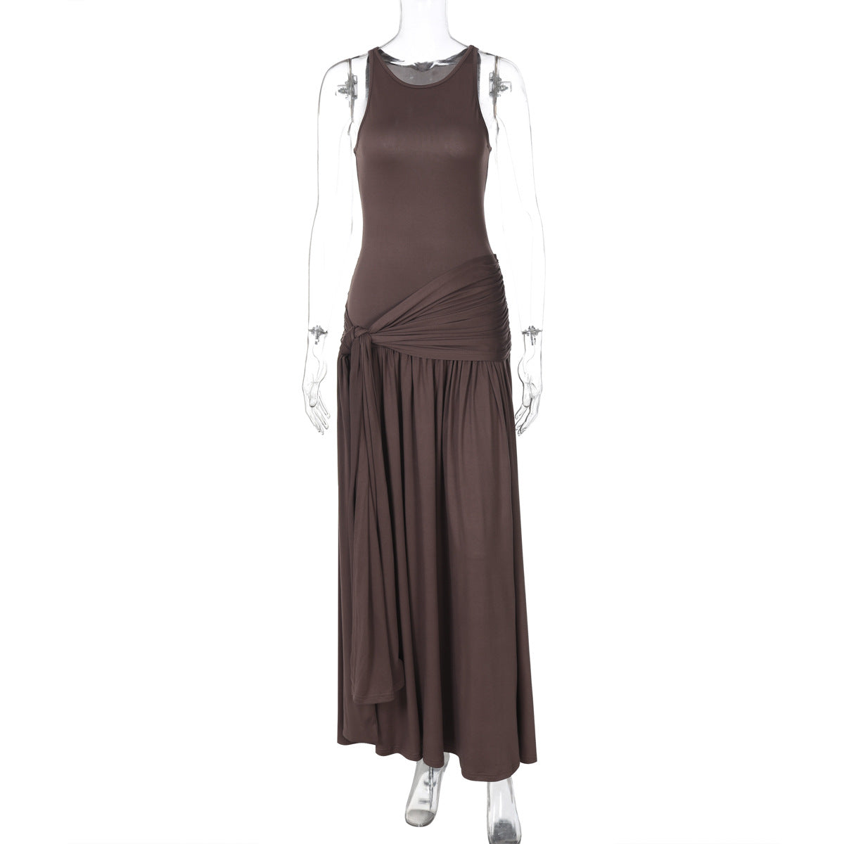 Fashion Stitching Ribbon Ruffled Street Style Dresses