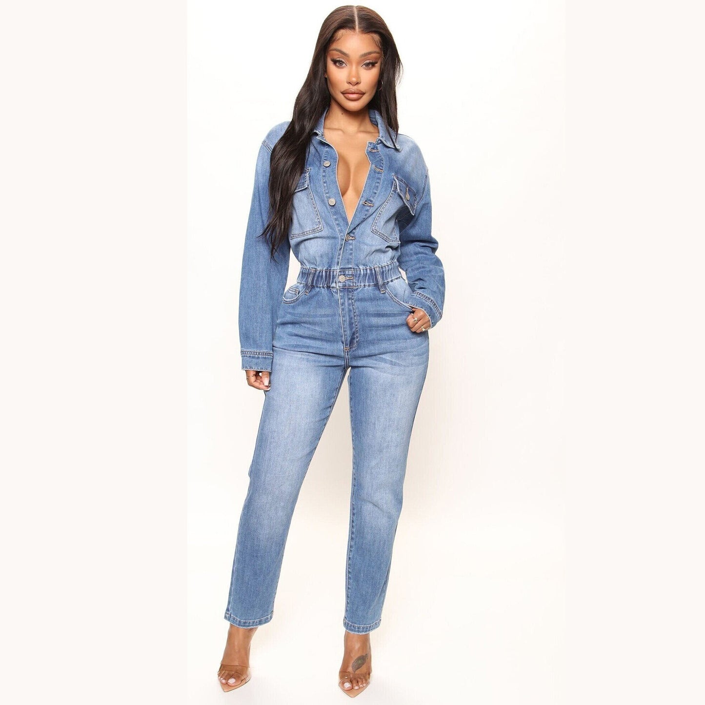 Trendy Versatile Glamorous Elegant Stretch Denim Jumpsuits
