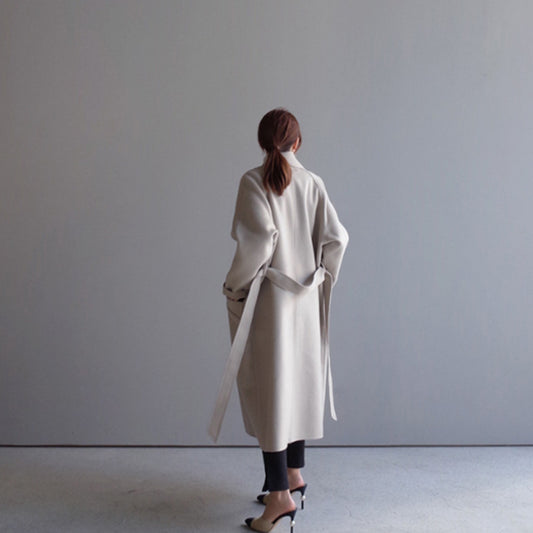 Women's Fleece Mid-length Solid Color Woolen Double-faced Coats