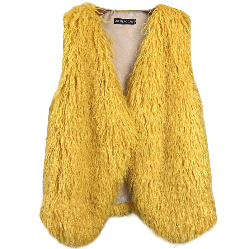 Women's Winter Mid-length Imitated Tibet Sheep Fur Coats