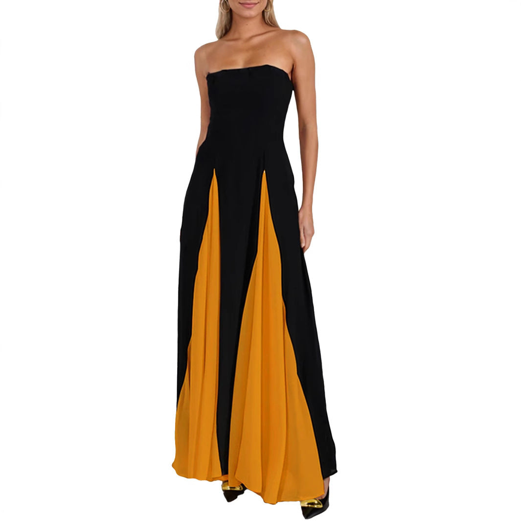 Women's Fashion Wear Sexy Color Contrast Patchwork Dresses