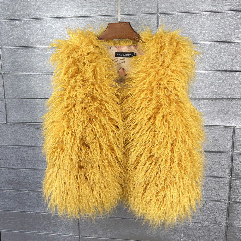 Women's Sheep Fur Environmental Protection Artificial Wool Coats