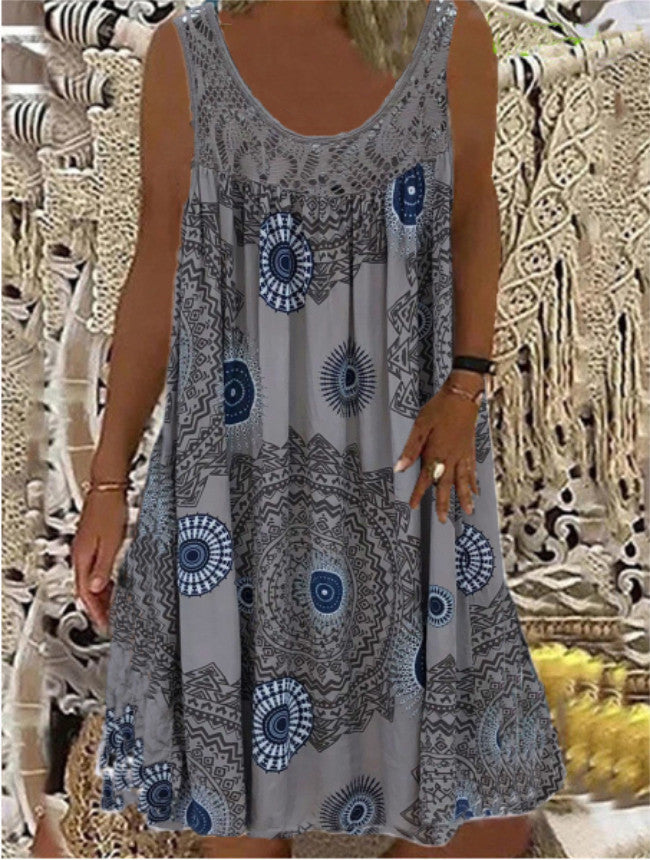 Women's Digital Printing Strapless Sexy Sling Loose Dresses
