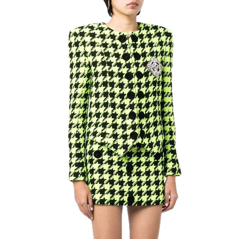Fashion Personality Beaded Round Neck Fluorescent Blazers