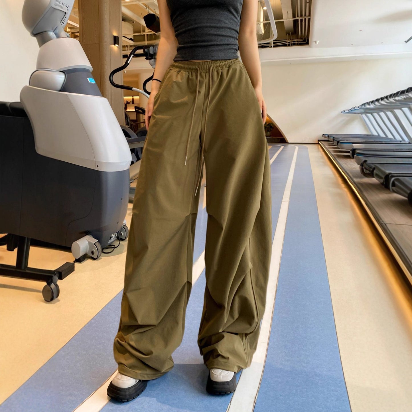 Women's Elastic Waist Drawstring Loose Hip Hop Dance Pants
