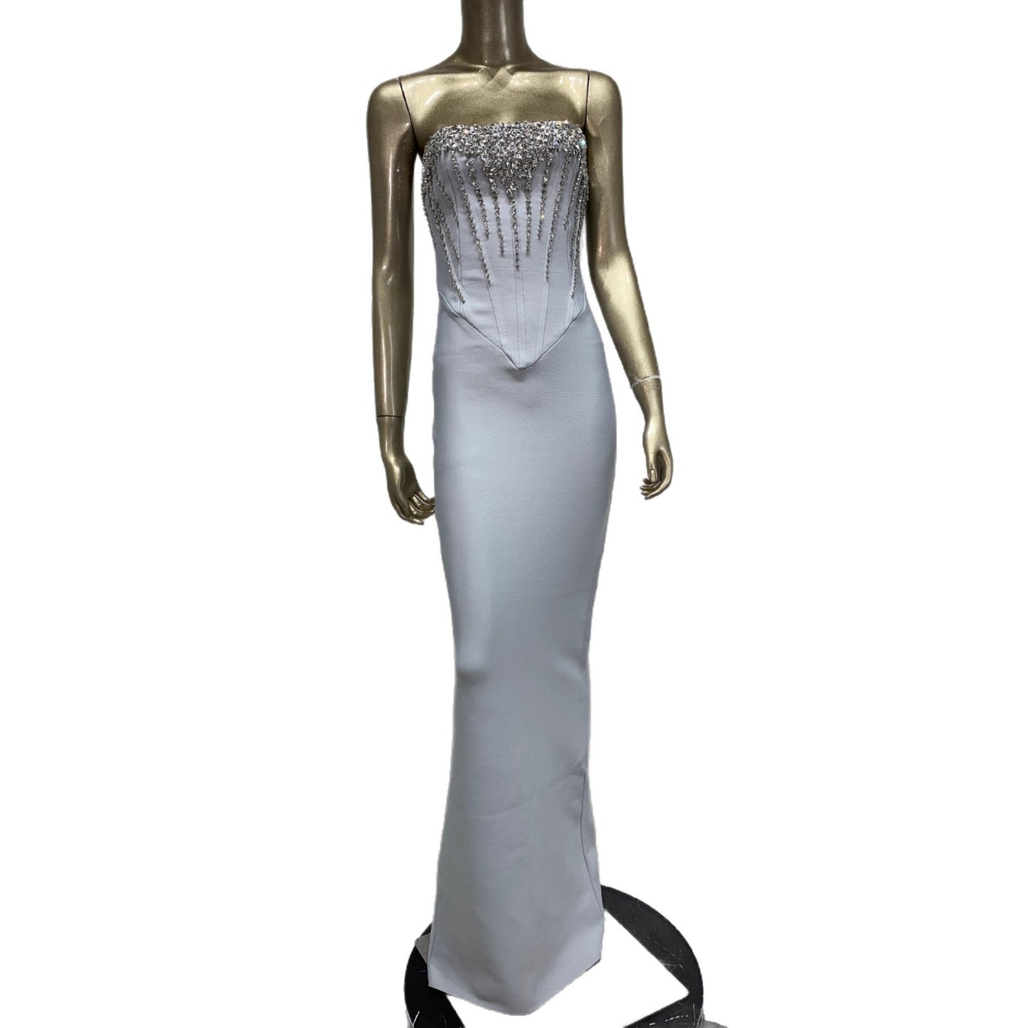 Dress Light Gray Rhinestone Tube Banquet Dresses