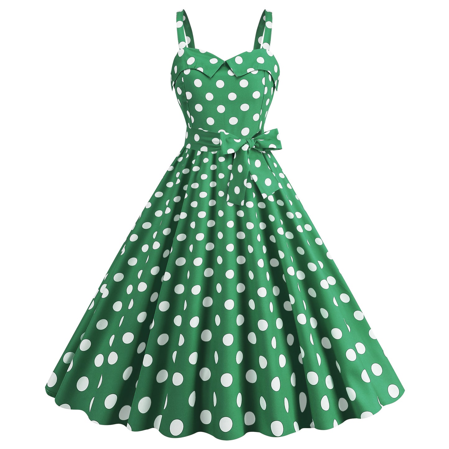 Women's Spaghetti Straps Chest Wrap Polka Dot Dresses