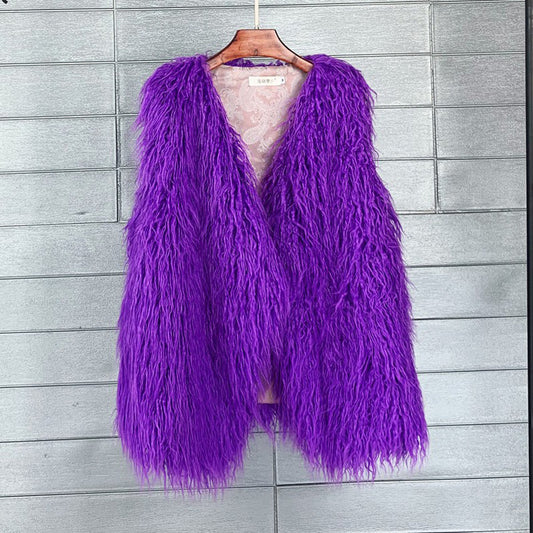 Women's Winter Mid-length Imitated Tibet Sheep Fur Coats