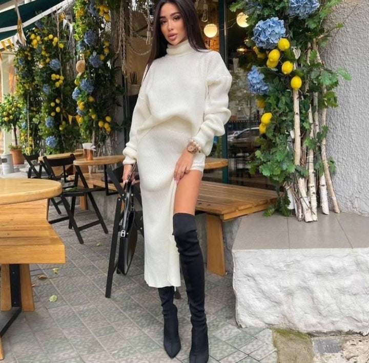 Turtleneck Loose Pullover Split Sexy Long Sweaters