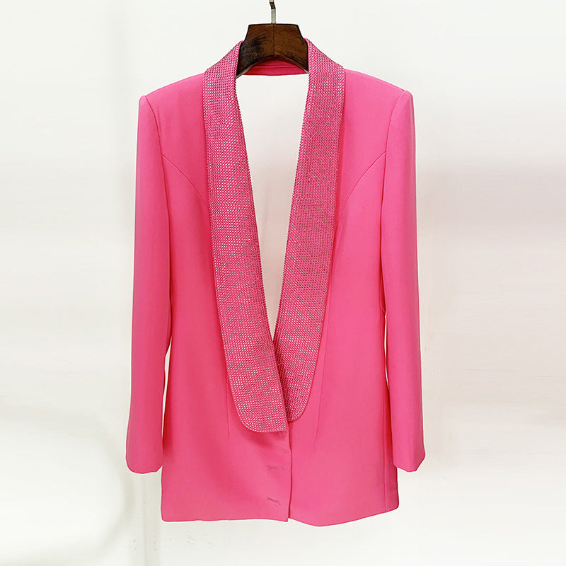 Personality Backless Hot Rhinestone Green Fruit Blazers