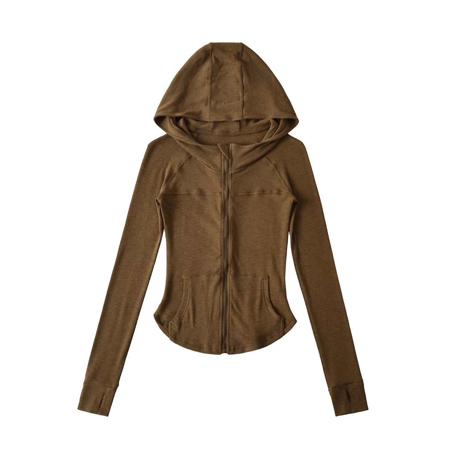 Women's Autumn Hot Waist Slim Fit Hooded Pure Sweaters