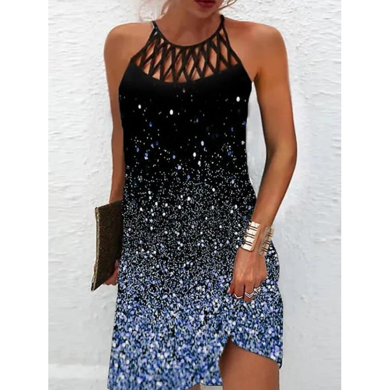 Women's Summer Round Neck Collar Sleeveless Halter Dresses
