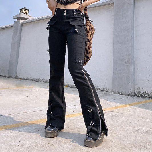 Cool Hot Low Waist Zipper Straight Pants