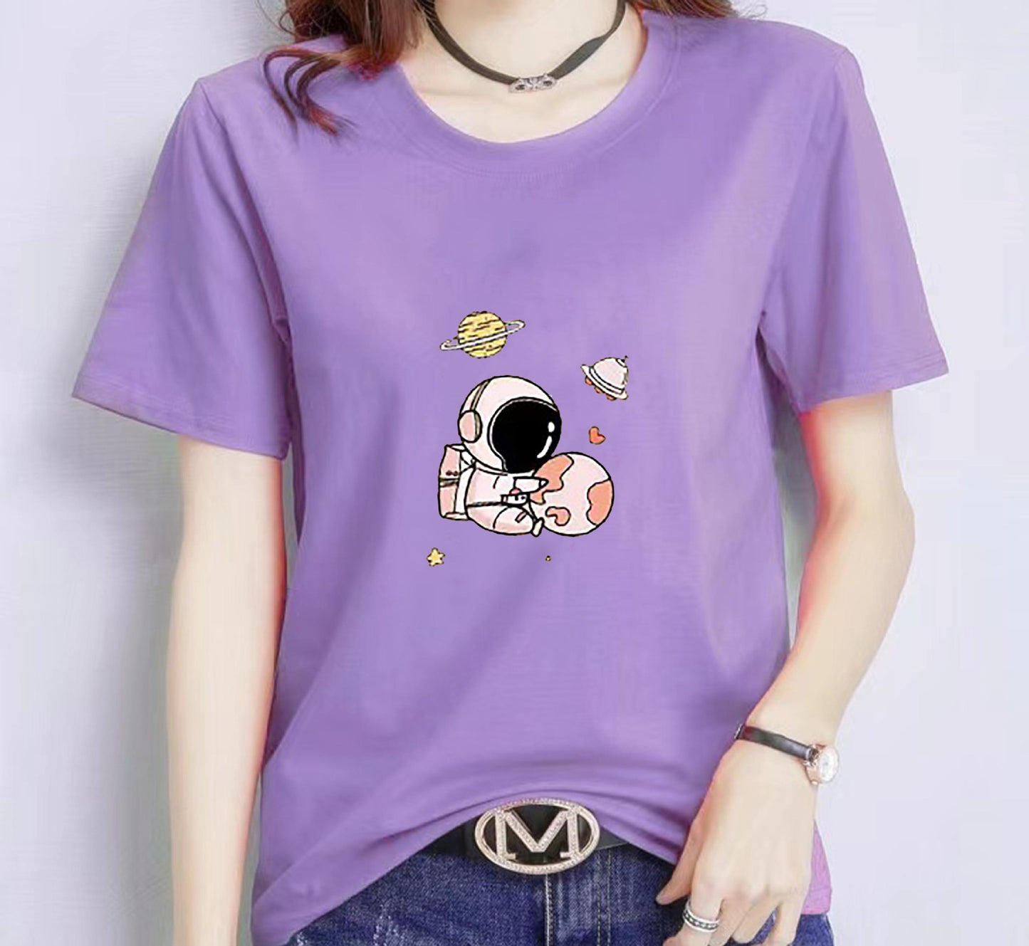 Women's T-shirt Summer Letters Korean Style Loose Blouses