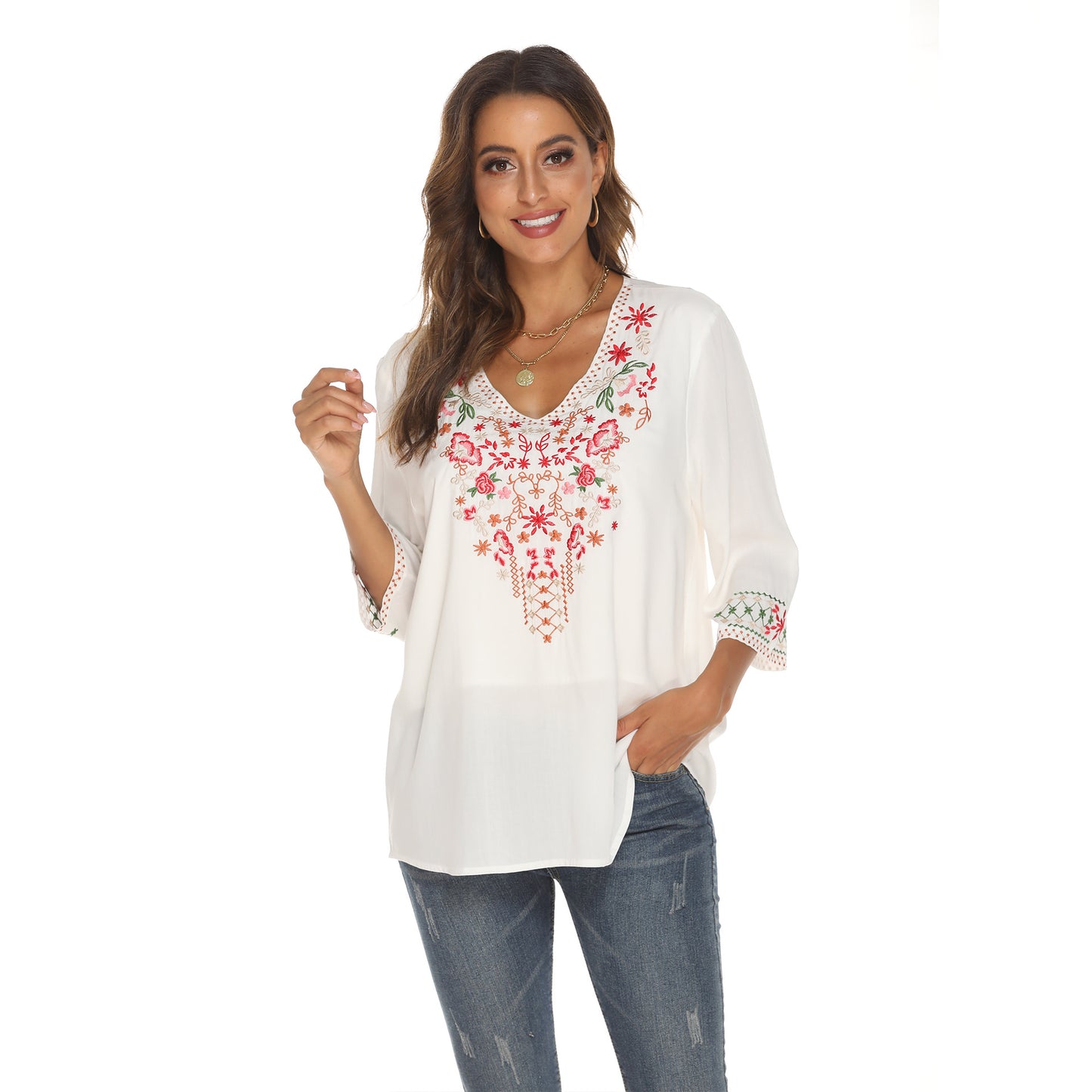 Women's Popular Classy Graceful Loose Embroidered Tops
