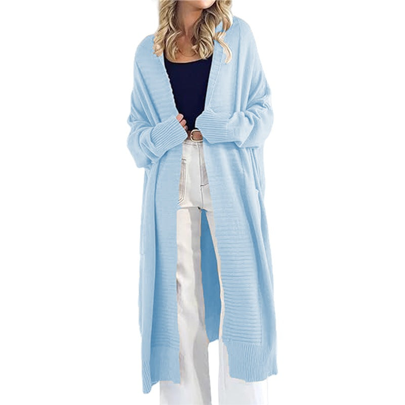 Women's Solid Color Long Sleeve Front Pocket Coats