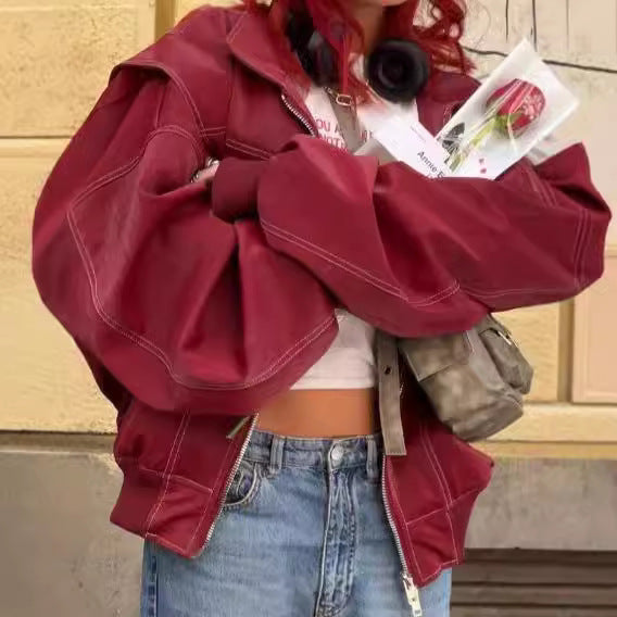 Women's Fashion Loose Lapel Long Sleeves Retro Jackets