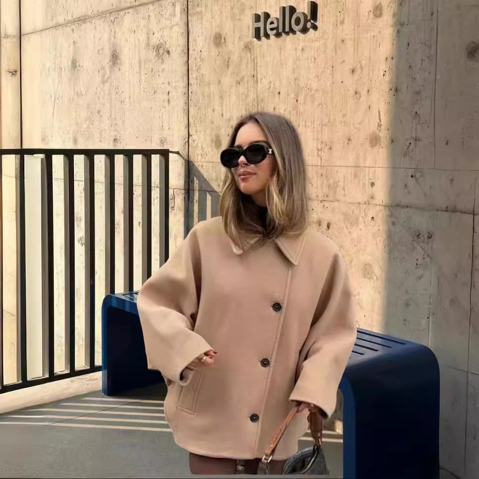 Women's Fashion Wear Lapel Oblique Breasted Warm Jackets