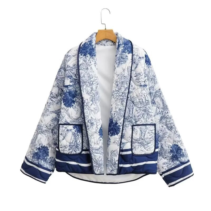Women's Fashion Pattern Print Loose Cotton Jackets