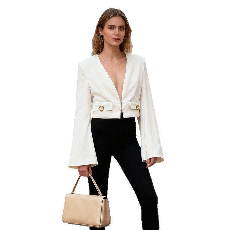 Women's Versatile Autumn High-grade Solid Color Design Coats