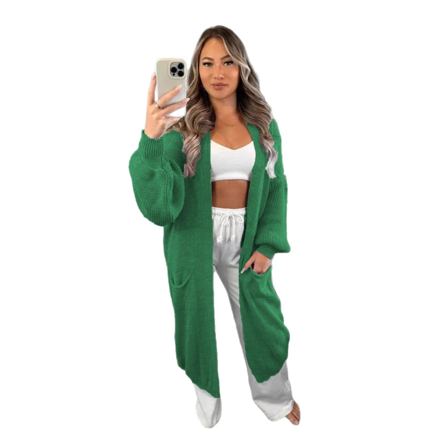 Women's Durable Knitted Loose Long Pocket Knitwear