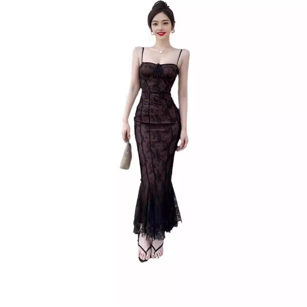 Wind Lace Strap Fishtail Summer Graceful Fashionable Art Dresses