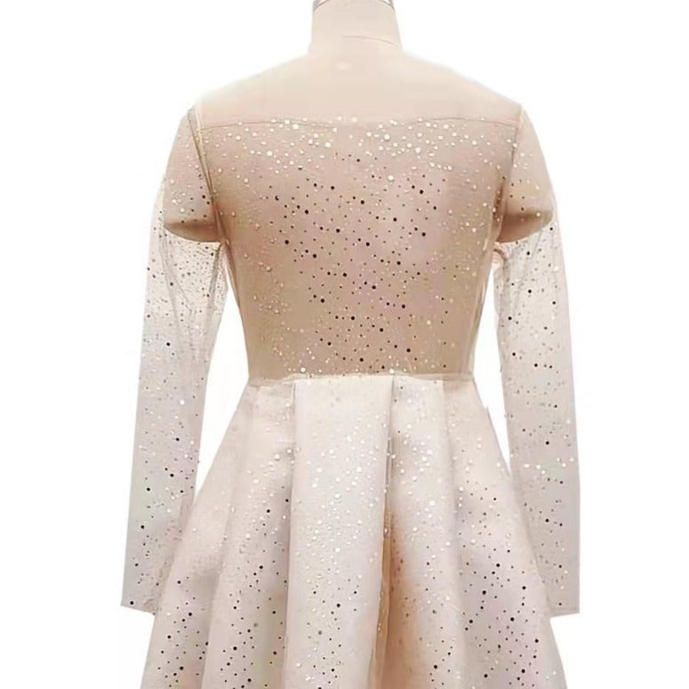 Long Sleeve Sequined Puffy Formal Dress Dresses