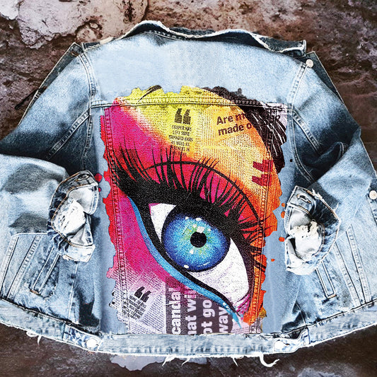Women's Winter Denim Street Fashion Printed Jackets