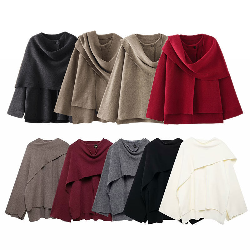 Women's Scarf Knitted Autumn Loose Asymmetry Jackets
