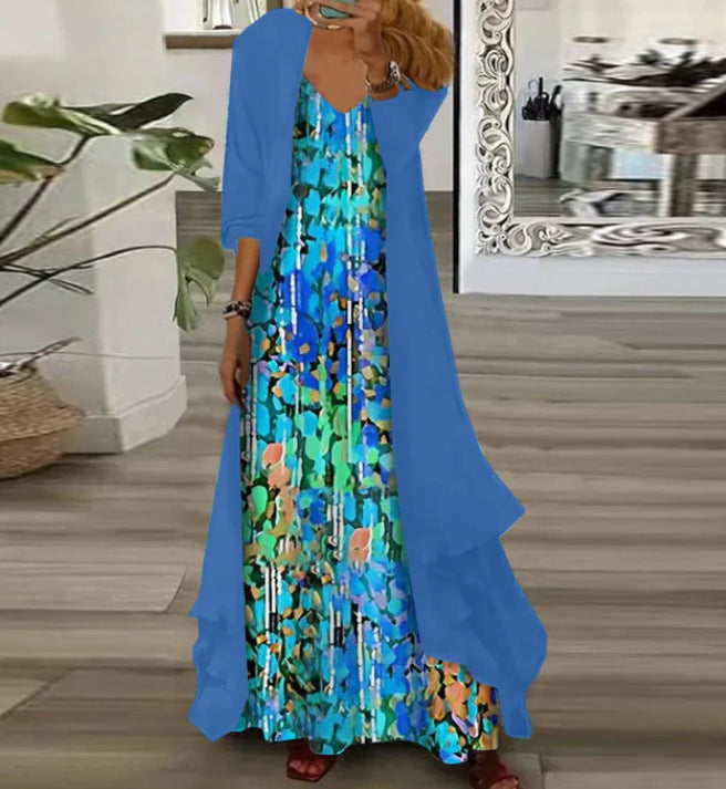 Women's Inner Dress Two-piece Chiffon Printed Dresses