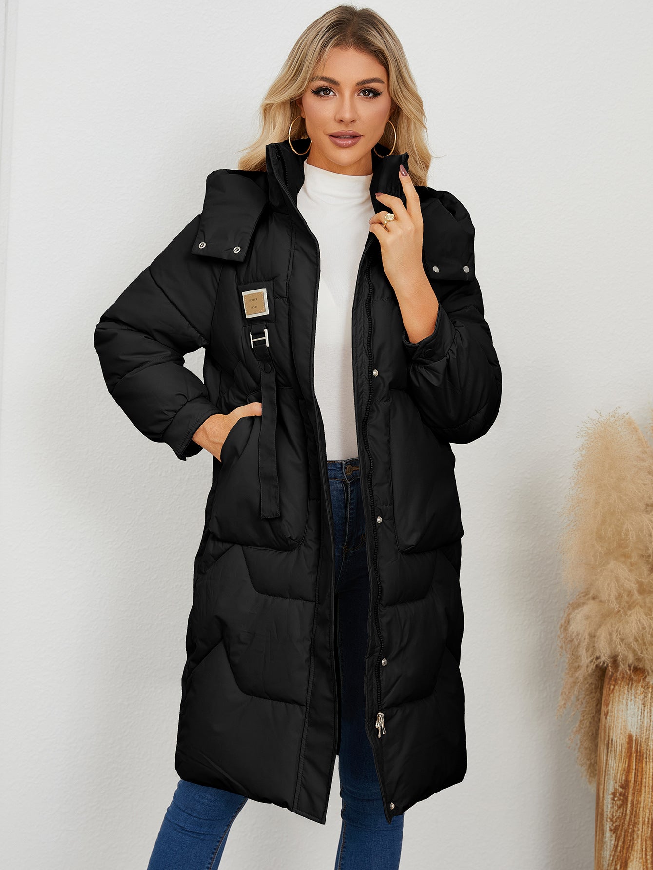 Women's Wadded Thickened Long Sleeve Warm Hat Coats